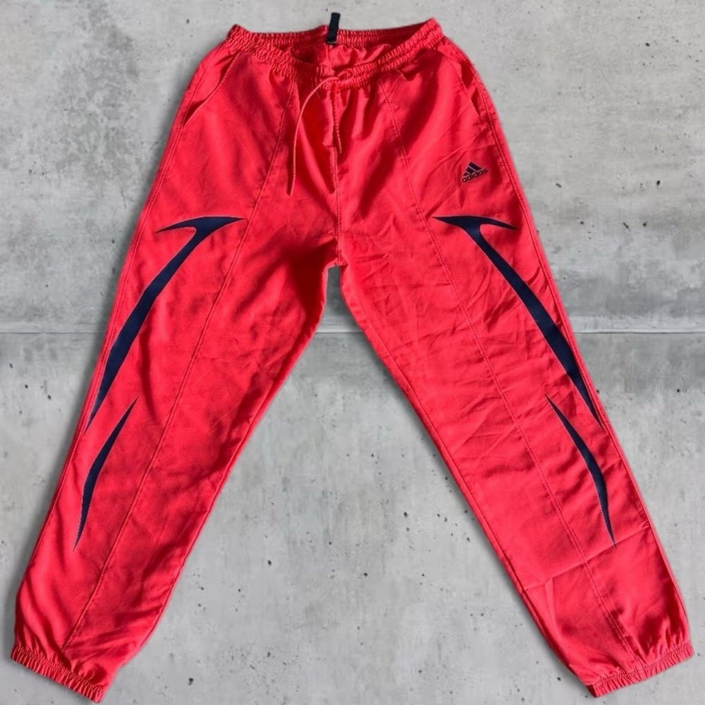 Adidas Colorblock Woven Pants Tribal Graphic Bright Red Orange